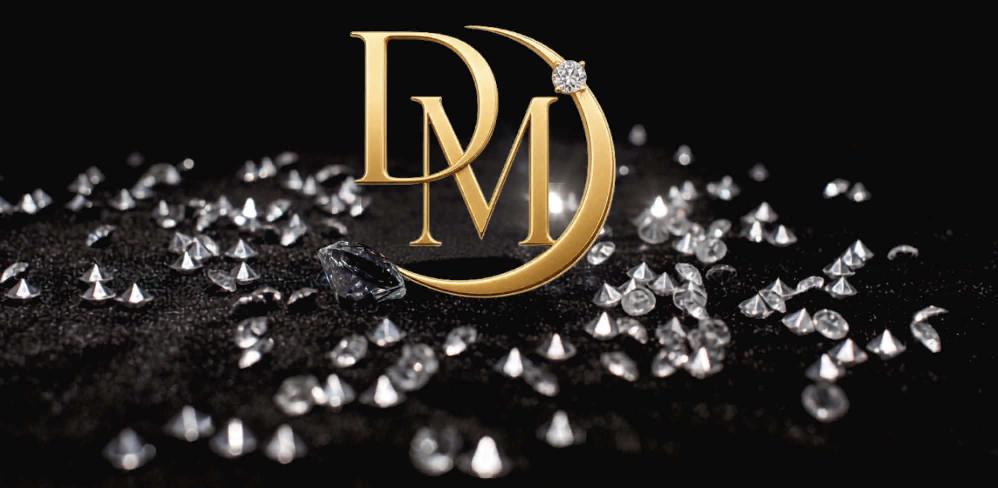 Dion Magee Events & Weddings emblem on a bed of diamonds